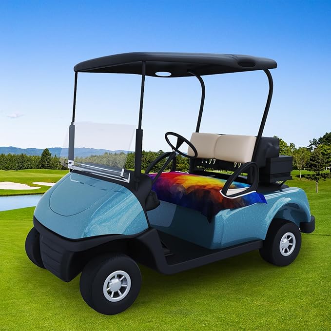 AQQA Golf Cart Seat Covers, Tropical Palm Leaf-Boho-Marble Microfiber Golf Cart Seat Blanket, Golf Blanket, Golf Accessories, Golf Cart Seat Towel Fits All 2-Seat Golf Carts, 55"x 32"