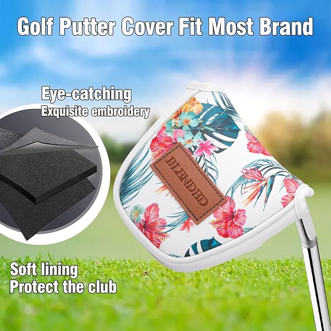 Golf Club Covers Driver Covers Fairway Wood Headcover Hybrid Cover Leather Mallet Putter Covers Blade Headcovers Golf Head Covers for Most Brand