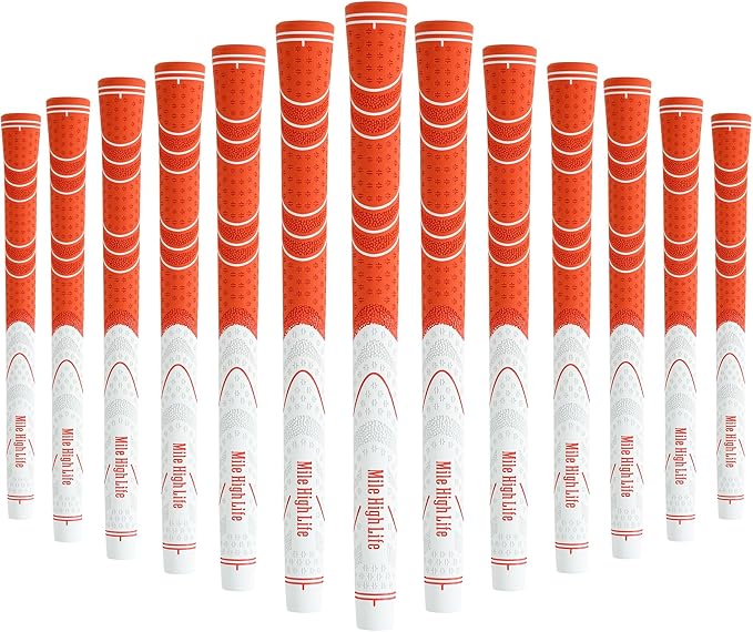 Mile High Life Golf Grips 13 Pack / 3 Pack - All-Weather Soft Rubber Golf Club Grips - High Shock Absorption, Enhanced Traction - Standard, Midsize & Jumbo Size (Core 0.58"-0.61")