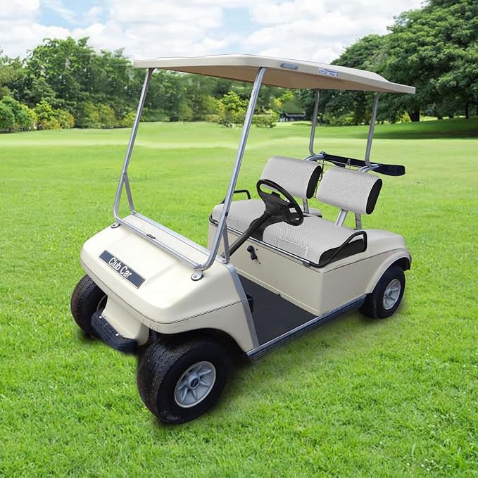 iLSKW Golf Cart Seat Covers for Club Car DS Pre-2000 Seat Cover OEM Front,Breathable Fabric and Leather Front Seat Cover,Full Wrap-Around Design of Club Car DS 1982-2000 Golf Cart Front Seat Cover