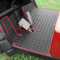 Golf Cart Floor Liner Mat 8mm Thick Rubber Full Coverage Fit for 2017-2025 Yamaha Drive2, QuieTech 2017-Up, Adventurer 2017-Current, UMAX Rally 4x4 Non-Slip Diamond Mat Replacement - Red Trim