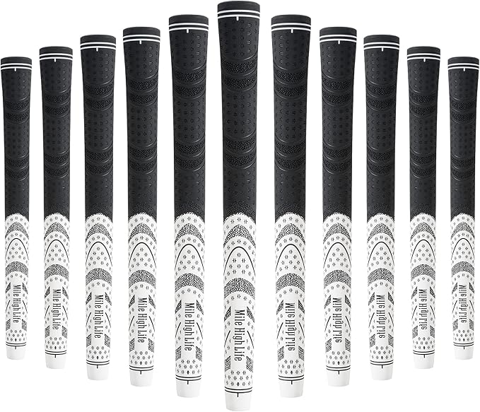 Mile High Life Golf Grips 13 Pack / 3 Pack - All-Weather Soft Rubber Golf Club Grips - High Shock Absorption, Enhanced Traction - Standard, Midsize & Jumbo Size (Core 0.58"-0.61")
