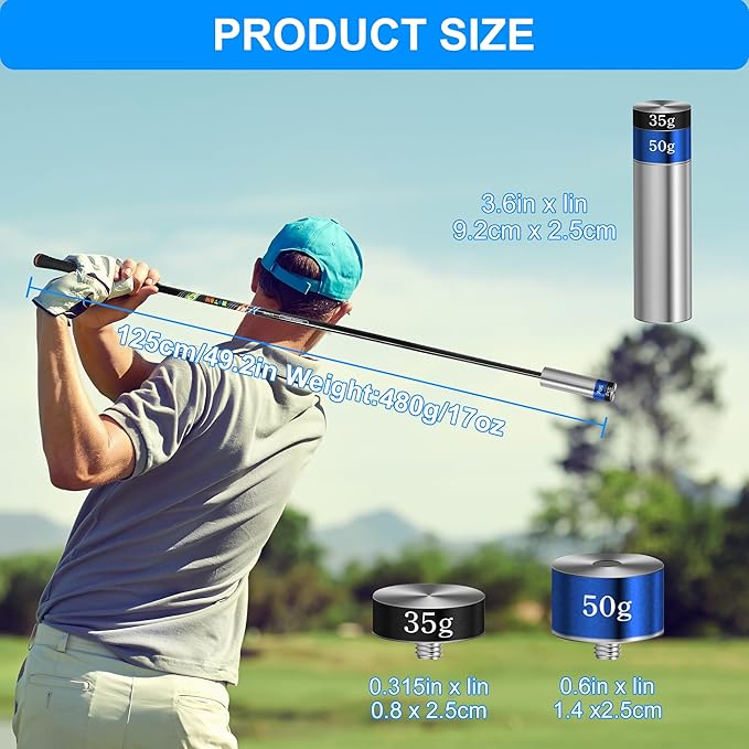 Golf Swing Trainer Golf Training Aid and Correction for Strength Speed, Golf Warm-up Stick Tempo Flexibility Training Club, with 3 Different Weights