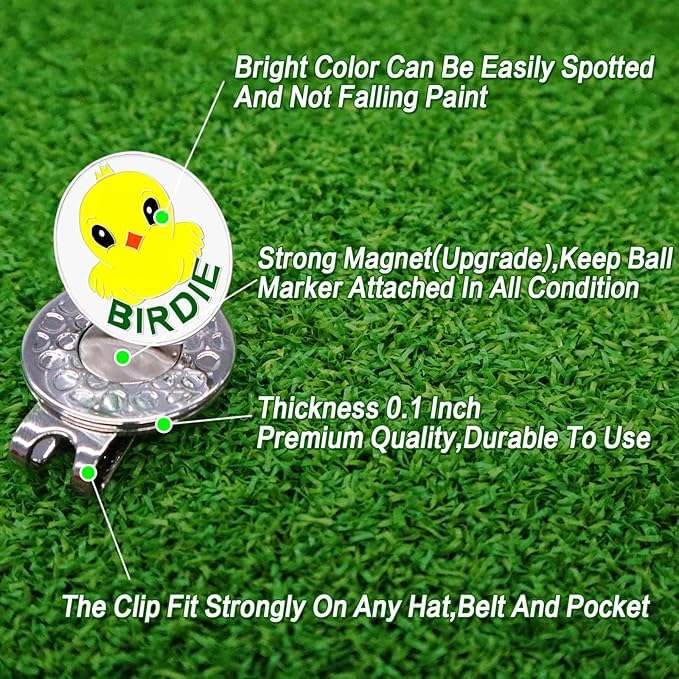 FINGER TEN Golf Ball Marker with Hat Clip Markers Assorted Patterns Value Gift Set Mark Golf Divot Tool Accessories for Men Women Kids