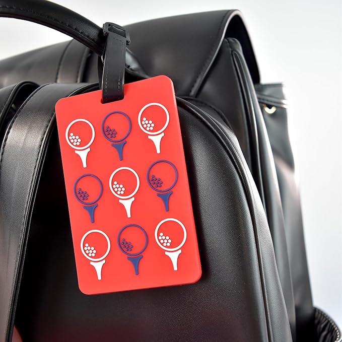 Golf Bag Tag – Golf Balls Design, Flexible & Waterproof Silicone Luggage Tag, Secure Strap for Bag Identification, Great Golf Gift for Players & Enthusiasts