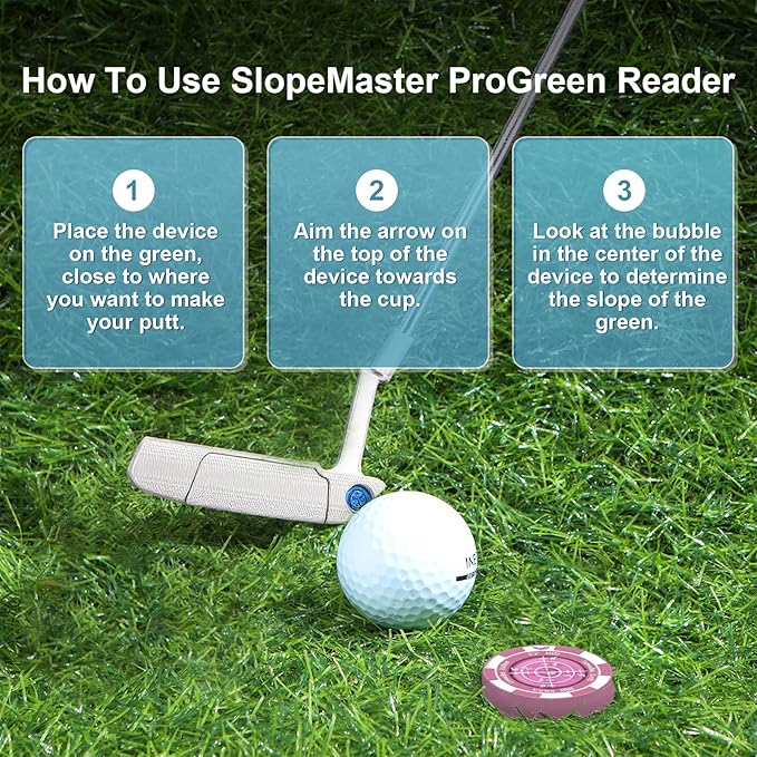 SlopeVision Pro Golf Green Reader with Hat Clip, Horizontal Bubble Level & Golf Ball Marker – High Precision Green Reading Aid, Ideal Golf Gift for Men & Women