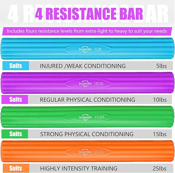 Flex Therapy Bar and Grip Strength Trainers set, Physical Therapy & Resistance Bar for Golfers Elbow, Tendinitis, Wrist,Forearms Pain, Improve Grip Strength and Relieve Pain