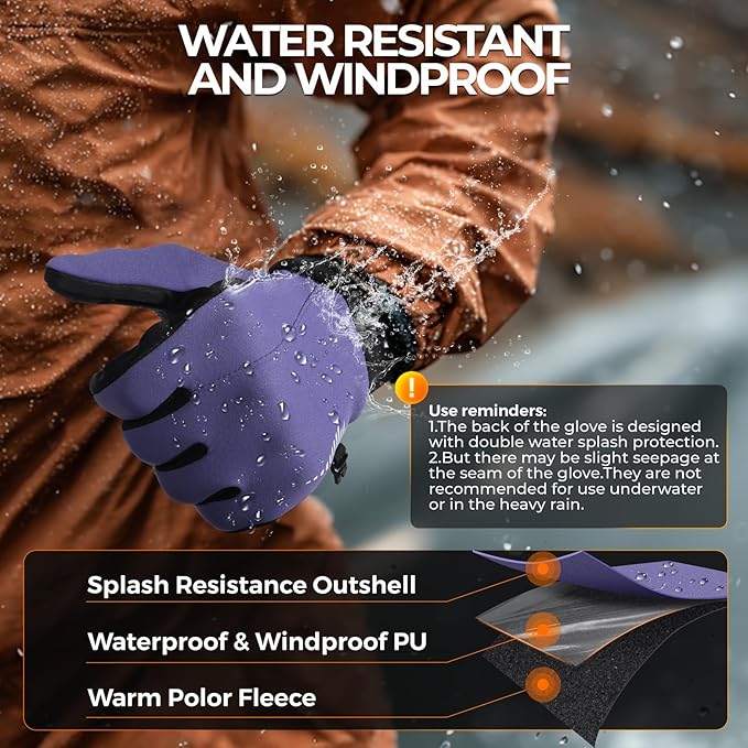 rivmount Winter Gloves Women Men for Cold Weather, Running Driving Cycling, Water-Resistant & Touch Screen, Snow Ski Gloves Liner, Warm Glove for Daily Work & Sports Outdoor
