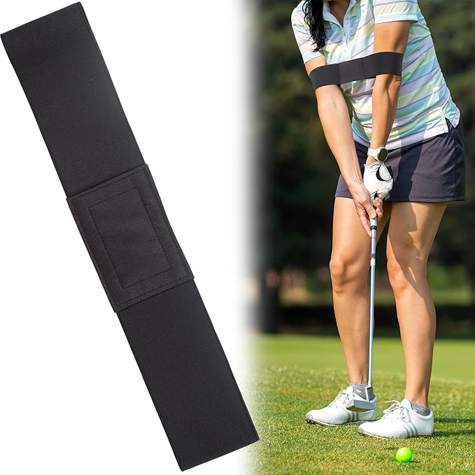 Golf Training Aid Band, Elastic Swing Golf Trainers Band for Arm Waist, Sports Practicing Equipment Tool for Men and Women- Black