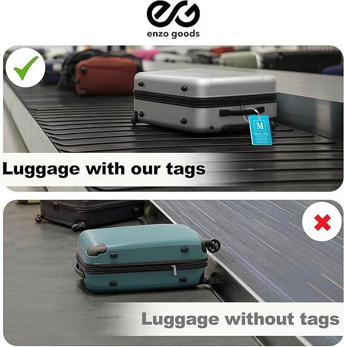 Personalized Luggage Tag | 4 Pack | Custom Luggage Tags for Suitcases | Kids Backpack Tag | 10 Color Options & Choose Font, Font Color