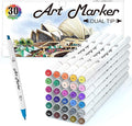 Lelix 30 Colors Art Markers, Dual Tip Permanent Marker Pens Highlighters Perfect for Kids Adults Artist Drawing Sketching Card Making & Coloring Books