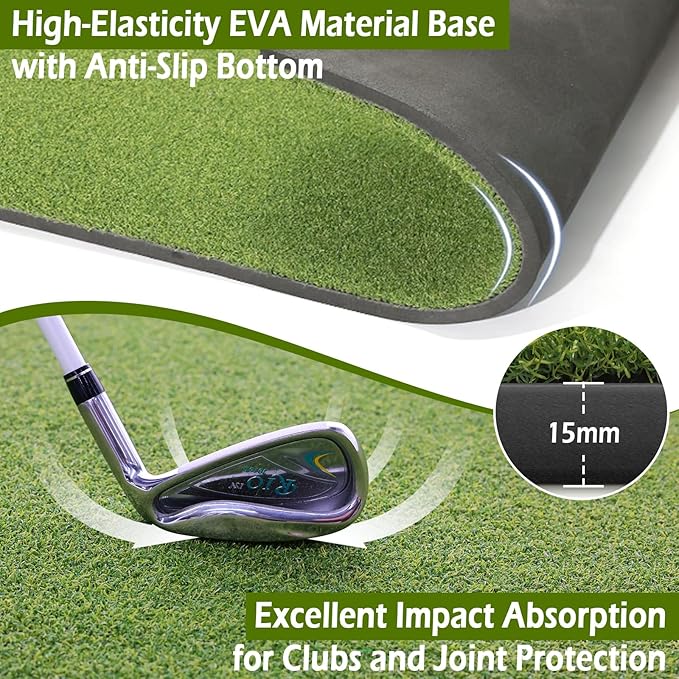 Bearwill Golf Mat 31mm, 5x4ft/5x5ft Golf Hitting Mats for Practice Outdoor Indoor, High-Elasticity Artificial Turf Mat for Garage Simulator Chipping Driving Training