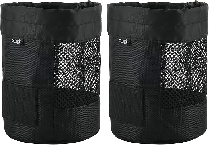 Cosmos Golf Ball Storage Bag - Pack of 2, Nylon Mesh Net, Drawstring Pouch for Golf Tees & Club Ball Organizer