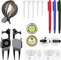 Golf Essentials Kit | Must Have Golf Accessories - Golf Green Reader, Divot Repair Tool, Golf Ball Marker, Golf Score Counter, Golf Tee Holder, Golf Impact Tape, Golf Gifts for Men