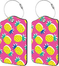 2 Pack Luggage Tags for Suitcase,Tropical Pineapple Fruit PU Leather Luggage Tags with Privacy Cover Name Address Labels and Steel Ring,Creative Travel Accessories for Men and Women