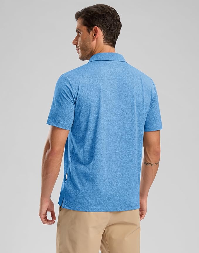 Golf Shirts Heather Polo Short Sleeve Dry Fit Lightweight Moisture Wicking Collared Shirts Casual Athletic Business