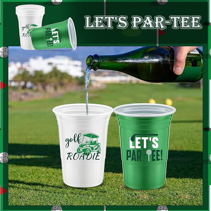 Norme 48 Pcs Masters Golf Party Decorations 16 oz Golf Ball Thick Plastic Disposable Cups Bulk Hot Cold Drink Wine Coffee for Home Themed Party Supplies Favors