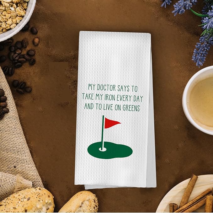 Funny Golf Kitchen Towels - Golf Gifts Decorative Waffle Dish Towels, Hand Towel, Tea Towel, Womens Golf Accessories Gifts, 16x24 Inch
