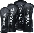 Golf Club Covers – Leather Driver Headcover, Fairway Wood, 3 Wood, Hybrid, Fits Mallet Blade Putter Head Covers Alignment Stick Cover
