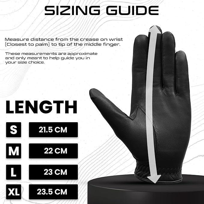 Premium Leather Black Golf Glove for Men | Available in Left and Right Hand
