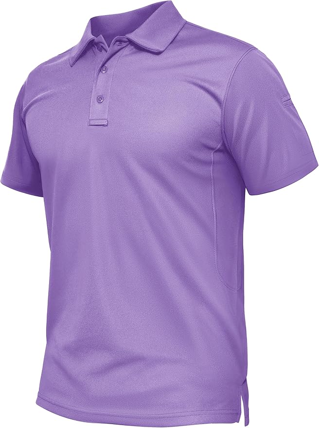 TACVASEN Mens Polo Shirt Short Sleeve Tactical Performance Collared Work Golf Shirts Dry Fit Pique Polos for Summer