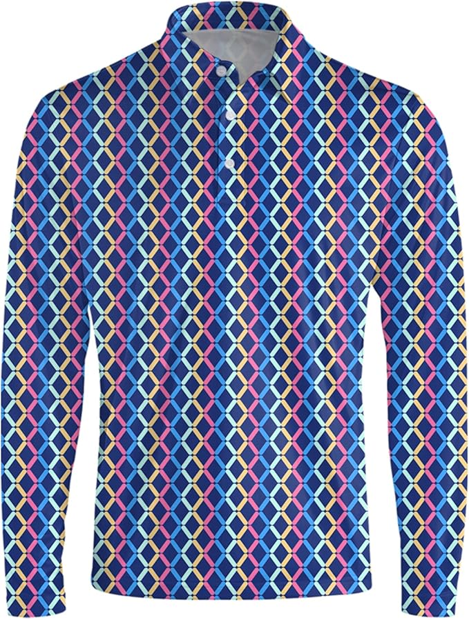 Men's Long Sleeve Golf Shirt Quick Dry 3 Button Work Fishing Outdoor Casual Collar Shirt