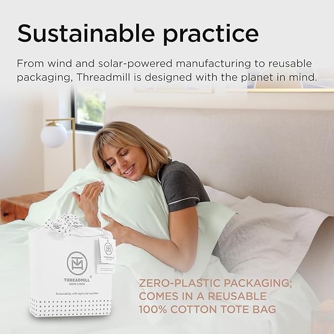 Threadmill California King Sheet Sets | 800 Thread Count Cal King Bed Sheets Set with 16” Deep Pocket | Sateen Weave, Better Than Egyptian Cotton, 4-Piece Bedding Set with Cooling Effect | Seaglass