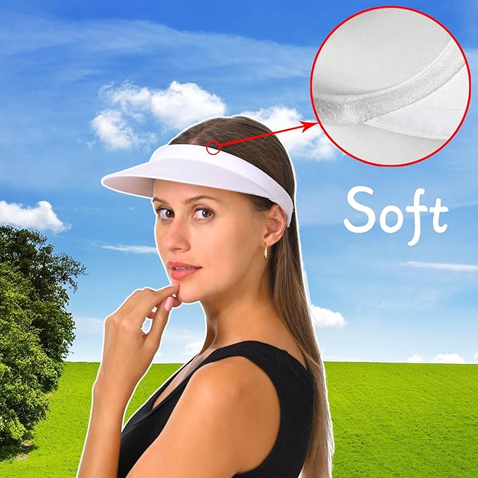 2 Pack Visor Women Men Sun Hat Clip On Visors Adjustable Sport Wide Brim Cap