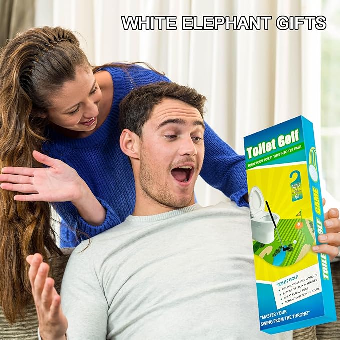 Funny Mini Golf Gag Gifts for Men Golfer, Toilet Golf Bathroom Game for Adults, Unique Birthday Gifts for Dad from Daughter Son, Fun White Elephant Gift Idea for Brother, Husband, Boys, Boyfriend,Him
