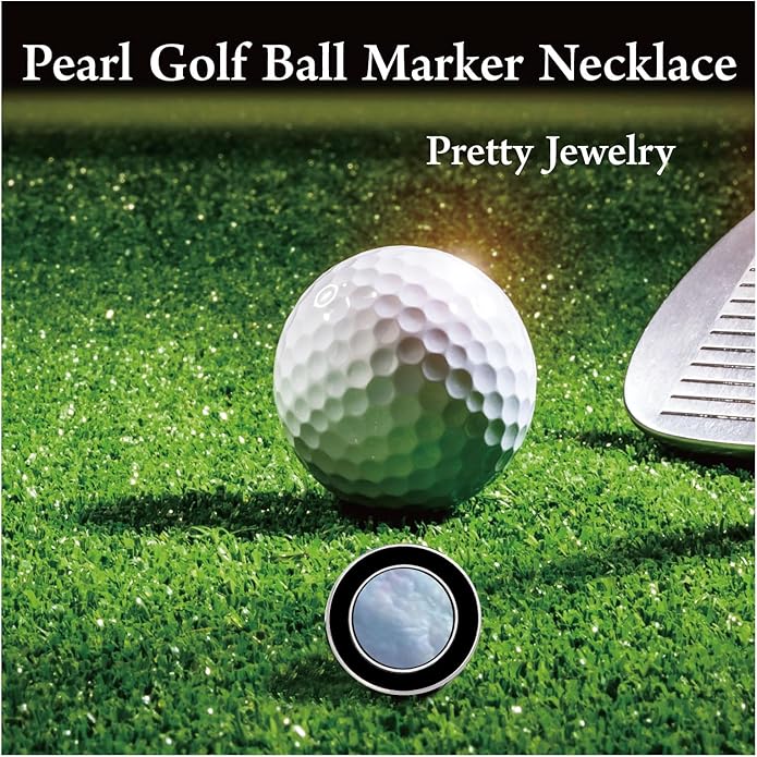 Golf Ball Marker Necklace with Pearl Ball Marker, Golf Accessories, Golf Gifts, Golf Ball Markers for Women