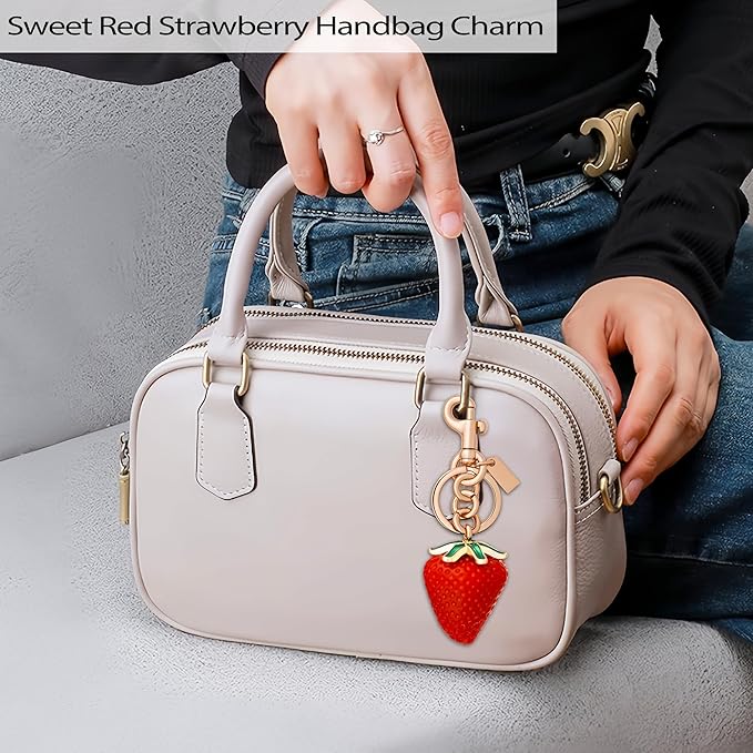 Cherry Bag Charm, Cute Strawberry Fruit Bags Charm Purse Charms Keychain Women Bag for Handbag