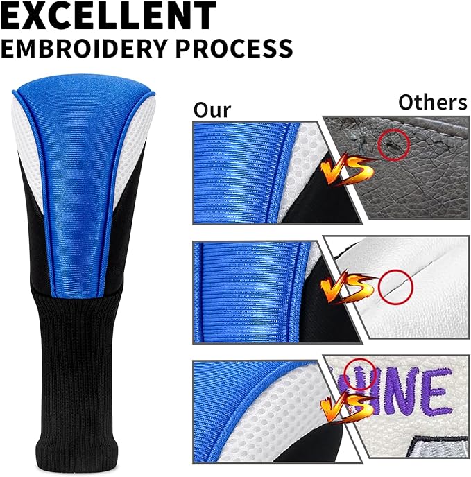 Golf Head Covers for Fairway Woods Driver Hybrids 5 Pieces Nylon Mesh Sports Fan Golf Club Headcovers-Golf Accessories for Men Women.