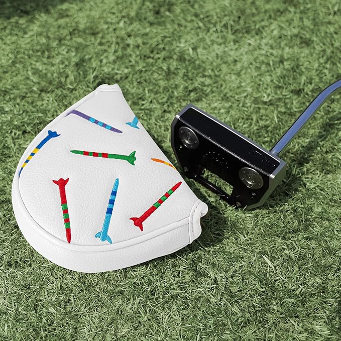 Colorful Nails Style Golf Half Mallet Putter Cover Headcover, Golf Putter Club Cover Magnetic Golf Head Covers Headcovers Club Protective Equipment