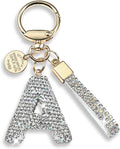 Pink Blue White Initial Letter Keychain Gift for Women Girls Bling Sparkly Cute Backpack Car Key Accessories Lanyard