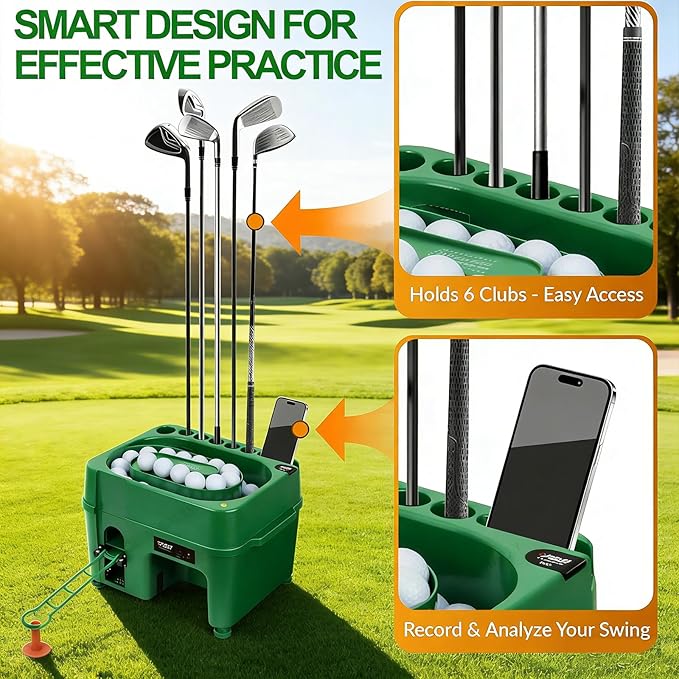 Automatic Golf Ball Dispenser Machine, 40-Ball Capacity Tee-Up Trainer with Dual-Mode Height Adjustment, Golf Practice Tool for Driving Range & Home Use