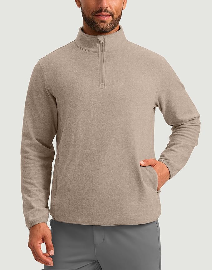 G Gradual Mens Quarter Zip Pullover Fleece with 2 Zipper Pockets Long Sleeve Golf Shirt Winter Athletic Sweater Lightweight