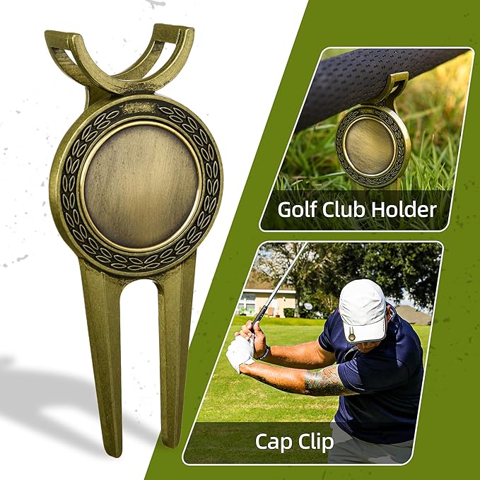 Mile High Life Golf Divot Repair Tool with Magnetic Golf Ball Marker, Golf Club Holder, Golf Gift for Golfer