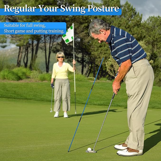 MoKo Golf Alignment Stick, 2 Set Golf Alignment Rods, 48" Collapsible Alignment Stick Golf Training Aid for Aiming, Putting, Posture Corrector, Golf Practice Sticks with Clear Tube Case