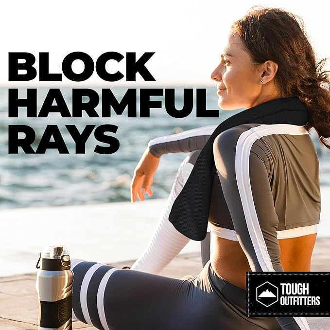 Tough Outdoors Cooling Towels for Neck Face - Neck Cooling Towel for Hot Weather Yoga Sports Golf Sweat - Instant Cold Towel
