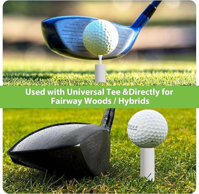 Rubber Golf Tees for Mats, Cross Shaped Golf Tee Holder Set for Driving Range & Simulator Practice, 5 Sizes 10p Unbreakable Tees & 20p Ball Stud for Indoor Outdoor Use (White)