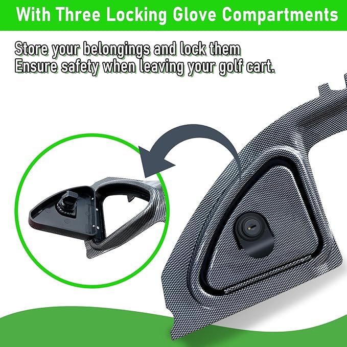 Golf Cart Dash Kit with Locks and Keys for 2008.5-Up Club Car Precedent Tempo Onward Golf Cart, Carbon Fiber Printing Precedent Dash Cover