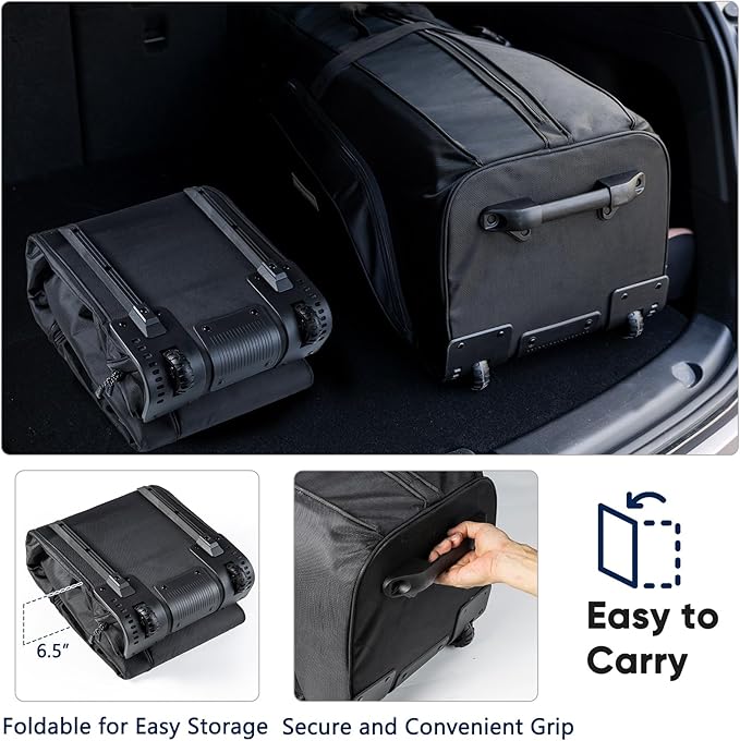 Golf Travel Bag with Wheels - Airline-Approved Heavy Duty Oxford Golf Case for Clubs, Cart&StandBag, Soft-Sided Waterproof Cover
