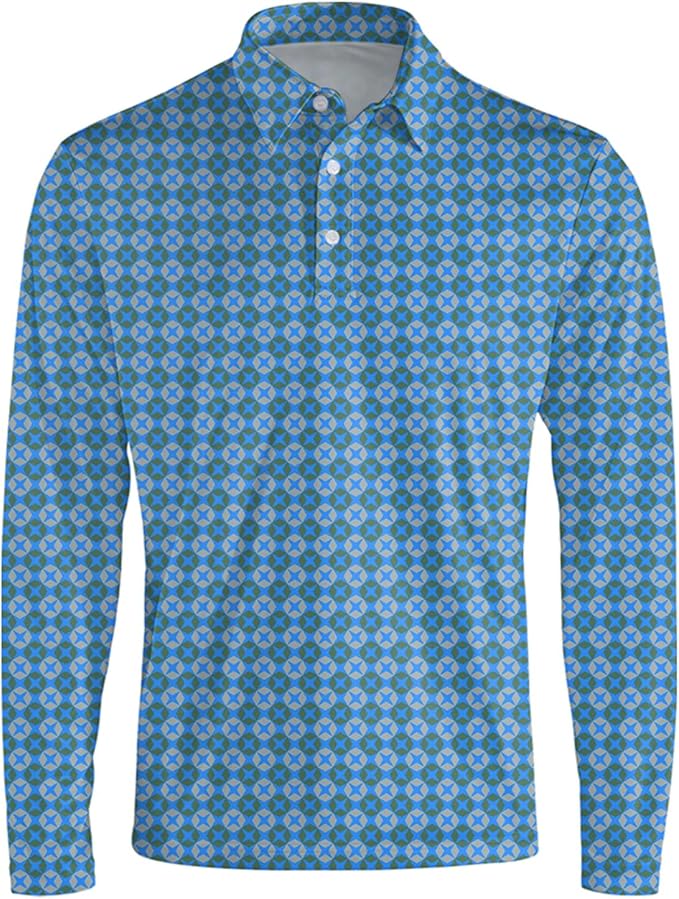 Men's Long Sleeve Golf Shirt Quick Dry 3 Button Work Fishing Outdoor Casual Collar Shirt