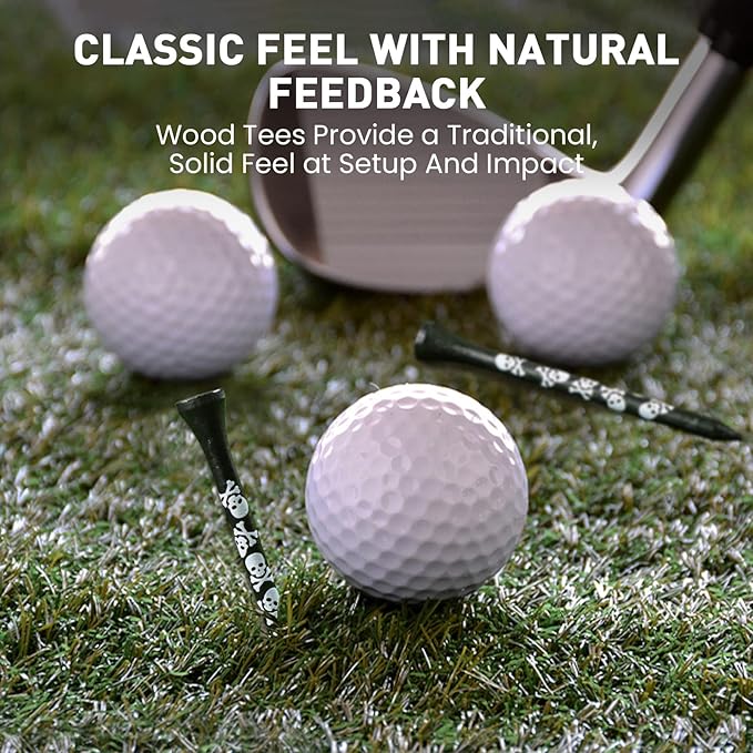 FINGER TEN Golf Tees Wood 3 1/4 2 3/4 Inch Value 50/120 Count, Durable Tees with Bright Colored Stripes for Consistent Height, 70mm 83mm Long Tees Ideal for Golfers