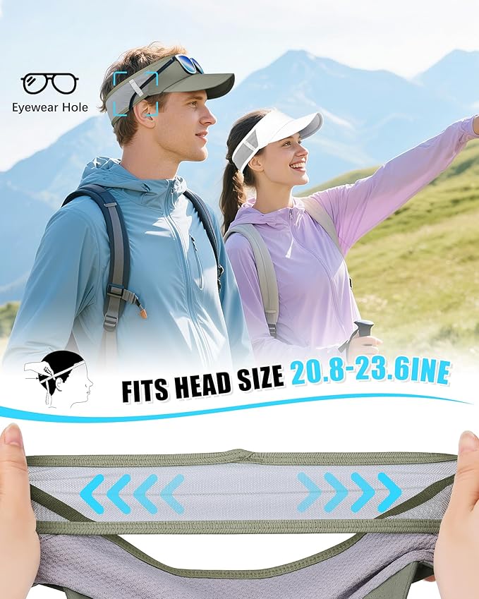 Sports Sun Visor Hats for Women Men Lightweight Breathable Cooling Stretchy Visors Foldable UPF 50+ for Running Tennis Golf