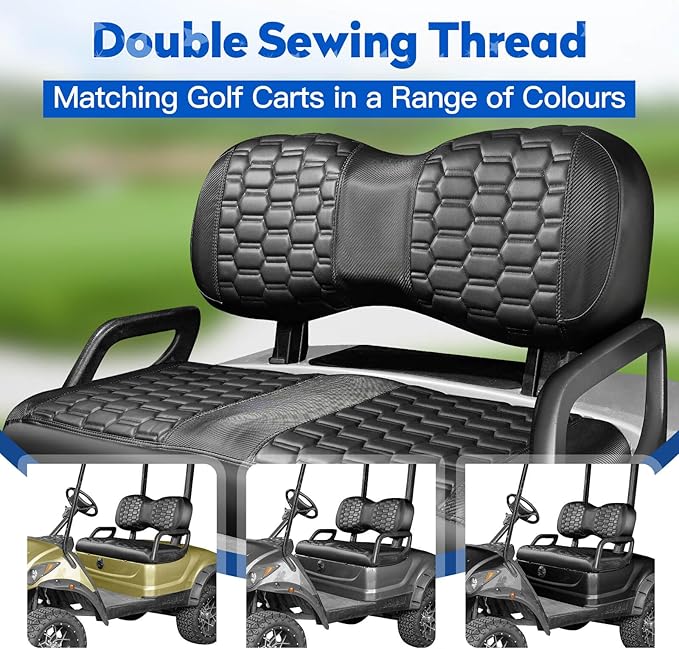 NOKINS Golf Cart Seat Covers, Fit for YAMAHA/G29/Drive2 OEM Standard Front Seat Cushion, Yamaha Accessories Vinyl Seat Covers, No Nails Required(Carbon Fibre Black and Black)
