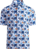 Esabel.C Golf Shirts for Men Dry Fit Performance Short Sleeve Print Moisture Wicking Collared Shirt