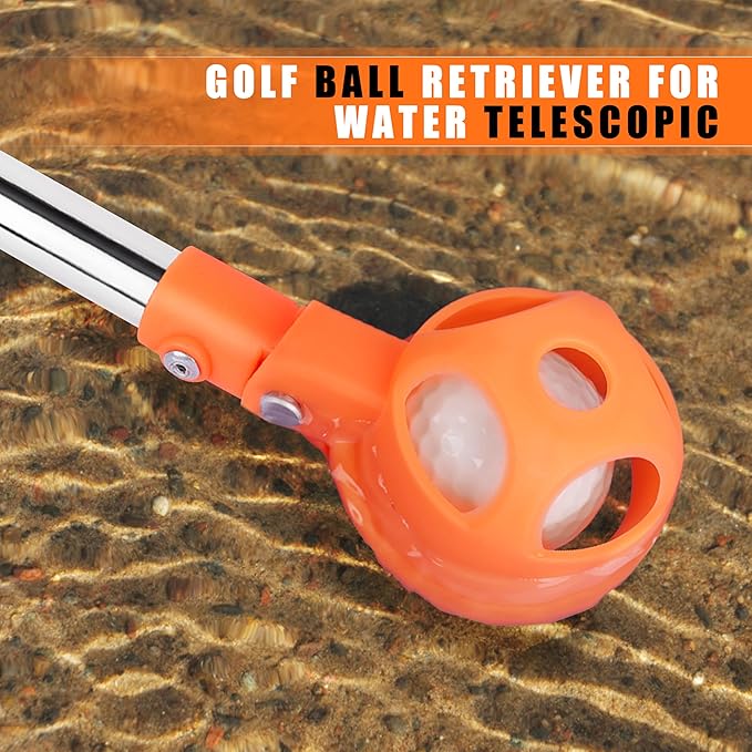Golf Ball Retriever, 9Ft/12Ft/17Ft/20Ft Professional Stainless Steel Golf Ball Retriever, Telescopic Golf Ball Retriever for Water