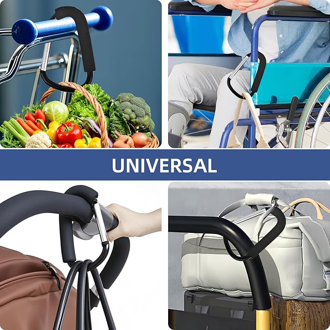 2 Pack Stroller Hooks, 6.3" Large Stroller Clip, Extra Large Carabiner, Big Carabiner Clip Heavy Duty, Universal Stroller Accessories for Mommy, Hang Shopping Bags, Purses, Diaper Bags, and Tools