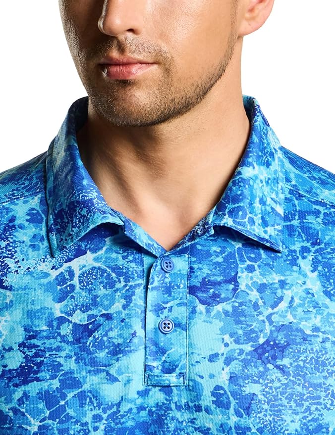 CQR Men's Polo Shirts, Tactical Short Sleeve Golf Performance Shirts, Lightweight Dry Fit UPF 50+ Pique